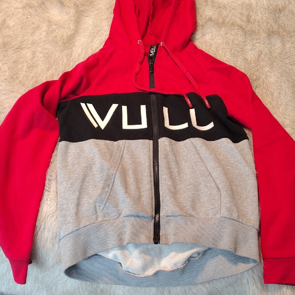 VULL Kids Red and Gray Zip-Up Hoodie